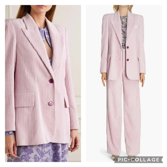 Isabel Marant SUIT SET Pink Corduroy 38 Milorsy Pant Malyake Jacket Blazer NWT - Picture 2 of 16
